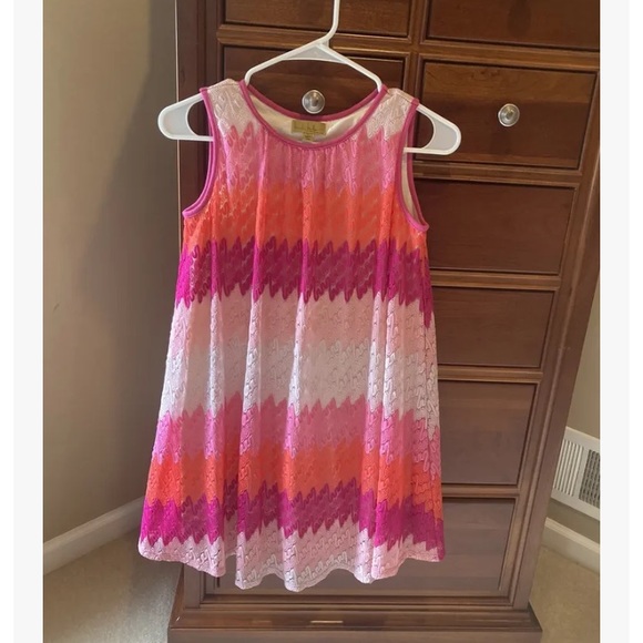 Nicole Miller Other - Nicole Miller girls sleeveless dress, size large, pink chevron pattern, adorable
